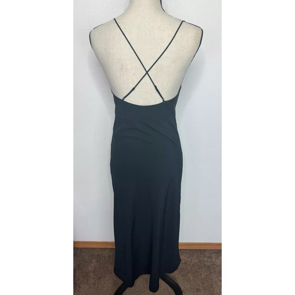 Madewell Size 8 Layton Midi Slip Dress Black Cami Strappy Criss Cross Back NWT - Picture 7 of 16